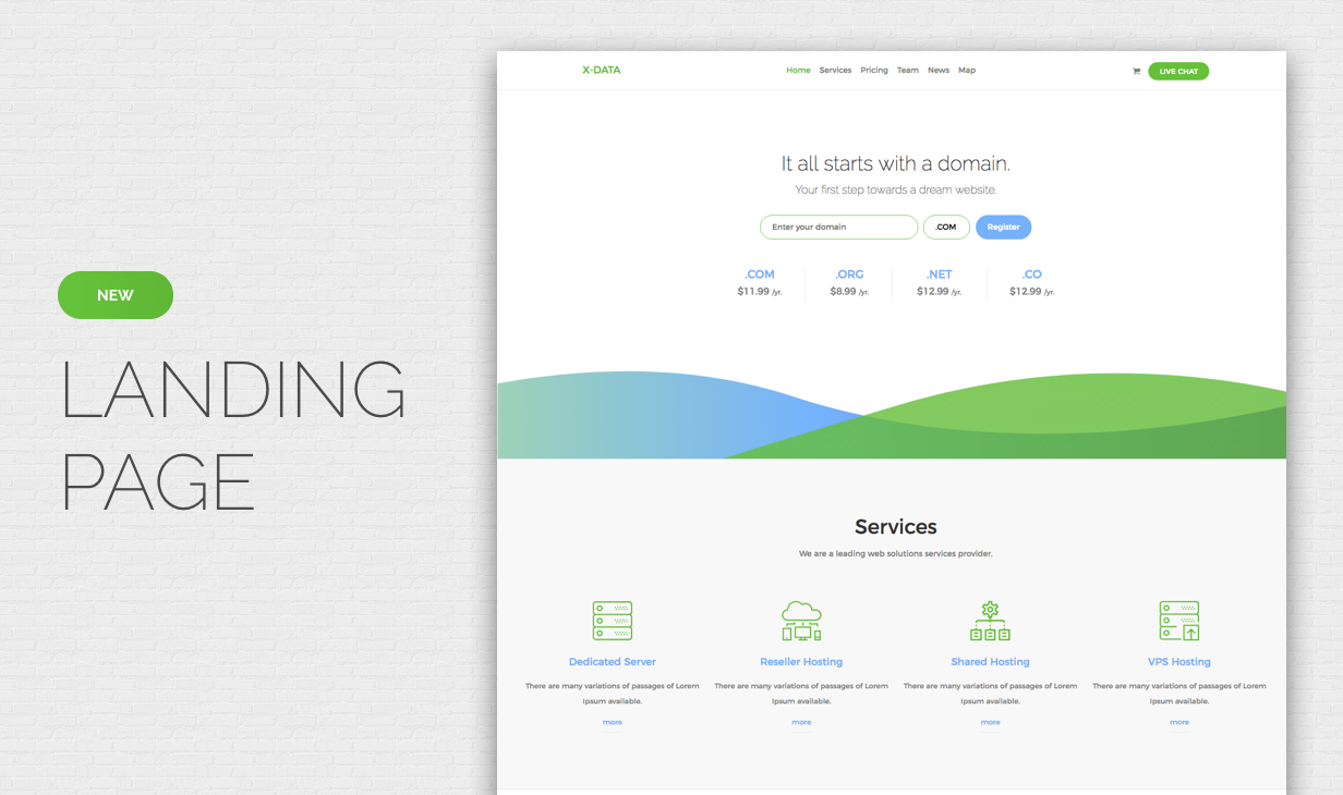  X-DATA - WHMCS7 & HTML5 Powerful Web Hosting Template 